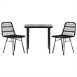 Bowery Hill Poly Rattan Medium Durable Garden Dining Set in Black