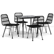 Bowery Hill Poly Rattan & Tempered Glass Medium Garden Dining Set in Black
