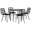 Bowery Hill Poly Rattan & Tempered Glass Medium Garden Dining Set in Black