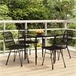 Bowery Hill Poly Rattan & Tempered Glass Medium Garden Dining Set in Black