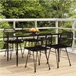 Bowery Hill Poly Rattan & Tempered Glass Medium Garden Dining Set in Black