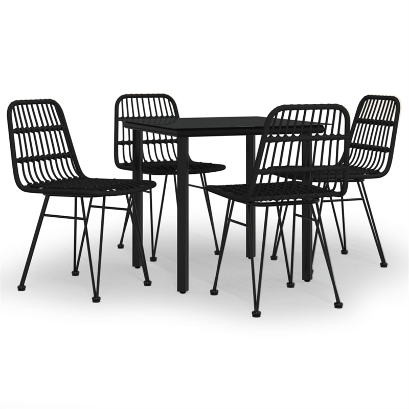 Bowery Hill Poly Rattan Medium Durable Garden Dining Set in Black