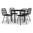 Bowery Hill Poly Rattan Medium Durable Garden Dining Set in Black