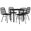 Bowery Hill Poly Rattan Medium Durable Garden Dining Set in Black