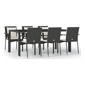 Bowery Hill Contemporary Garden Dining Set in Black and Cream White