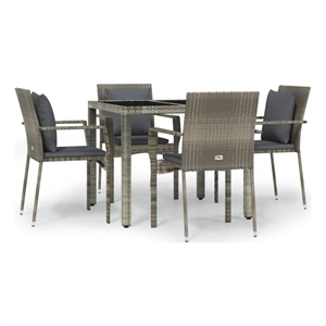 Bowery Hill PE Rattan Compact Modular Garden Dining Set in Gray