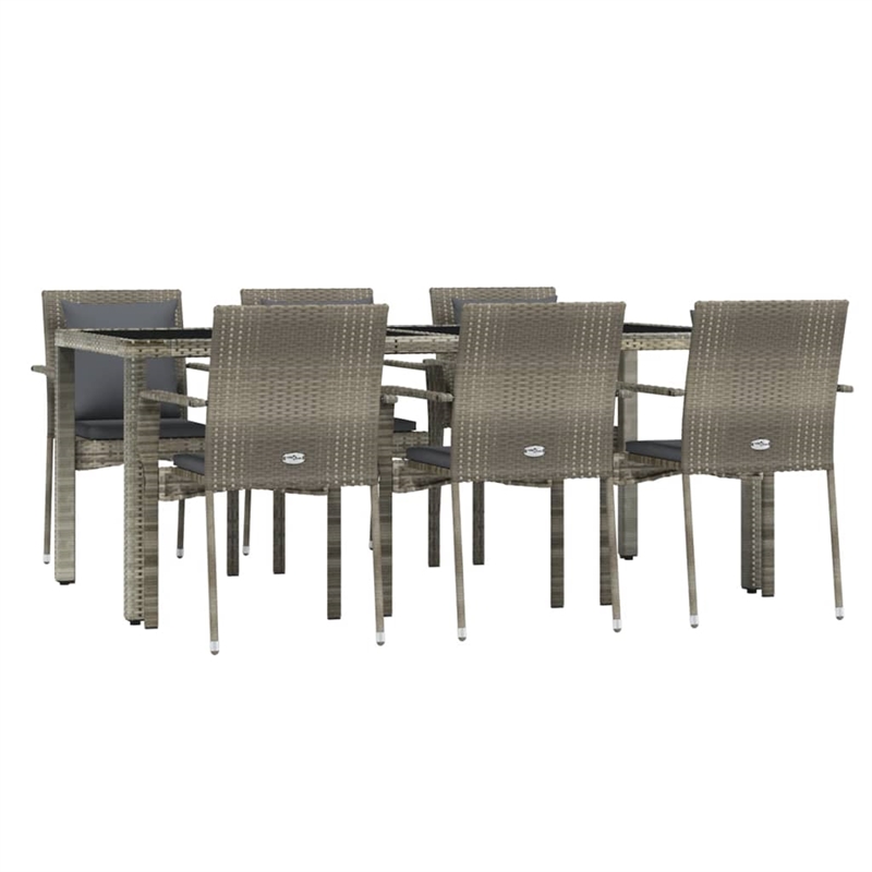 Bowery Hill PE Rattan 7 Piece Durable Garden Dining Set in Gray