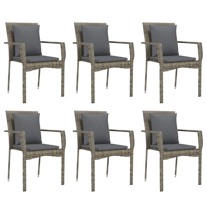 Bowery Hill PE Rattan 7 Piece Durable Garden Dining Set in Gray