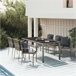 Bowery Hill PE Rattan 7 Piece Durable Garden Dining Set in Gray