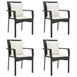 Bowery Hill Contemporary Medium PE Rattan Garden Dining Set in Black