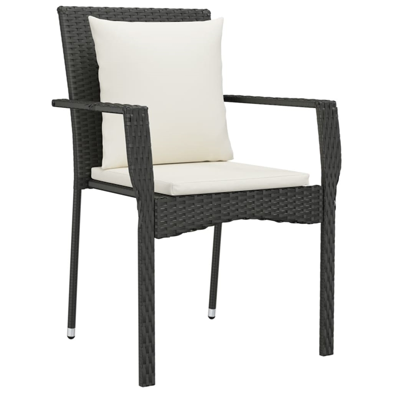 Bowery Hill Contemporary Medium PE Rattan Garden Dining Set in Black