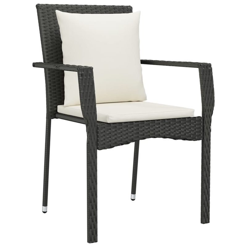 Bowery Hill Contemporary PE Rattan Durable Garden Dining Set in Black