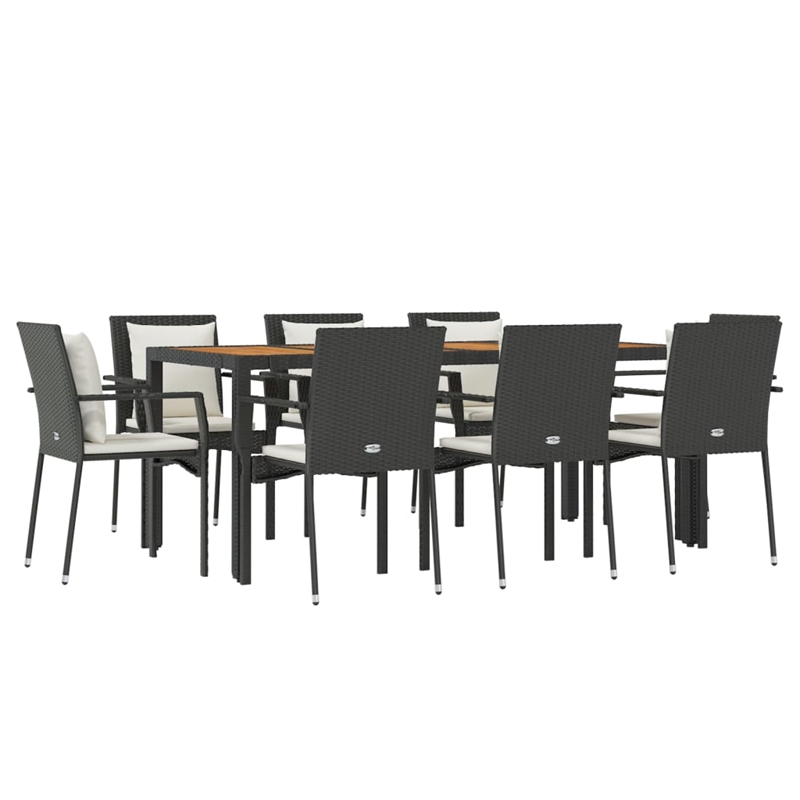 Bowery Hill Contemporary PE Rattan Durable Garden Dining Set in Black