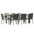 Bowery Hill Contemporary PE Rattan Durable Garden Dining Set in Black