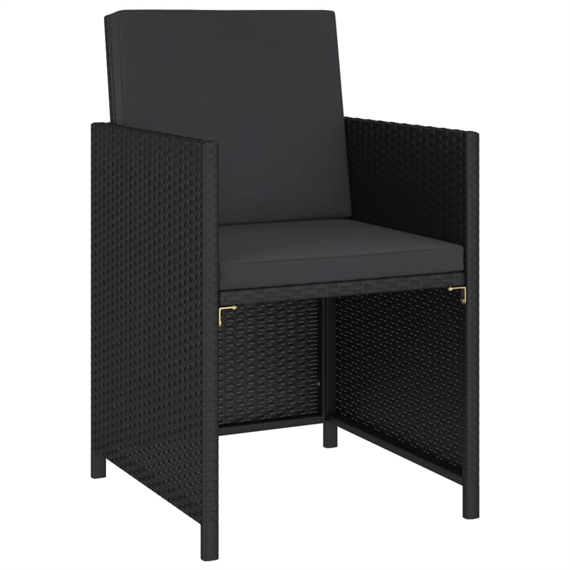 Bowery Hill Poly Rattan 6-Piece Set Patio Dining Set in Black