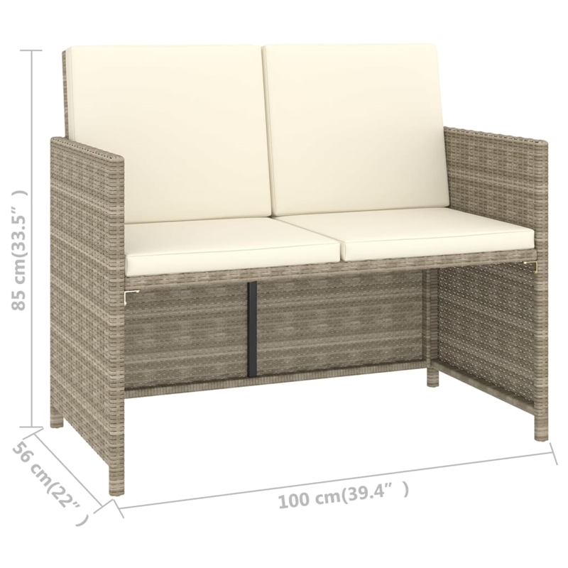 Bowery Hill Contemporary Synthetic Poly Rattan Patio Dining Set in Beige/Cream