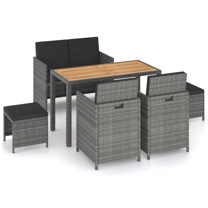 Bowery Hill Contemporary Weather-Resistant 6 Piece Outdoor Dining Set in Gray