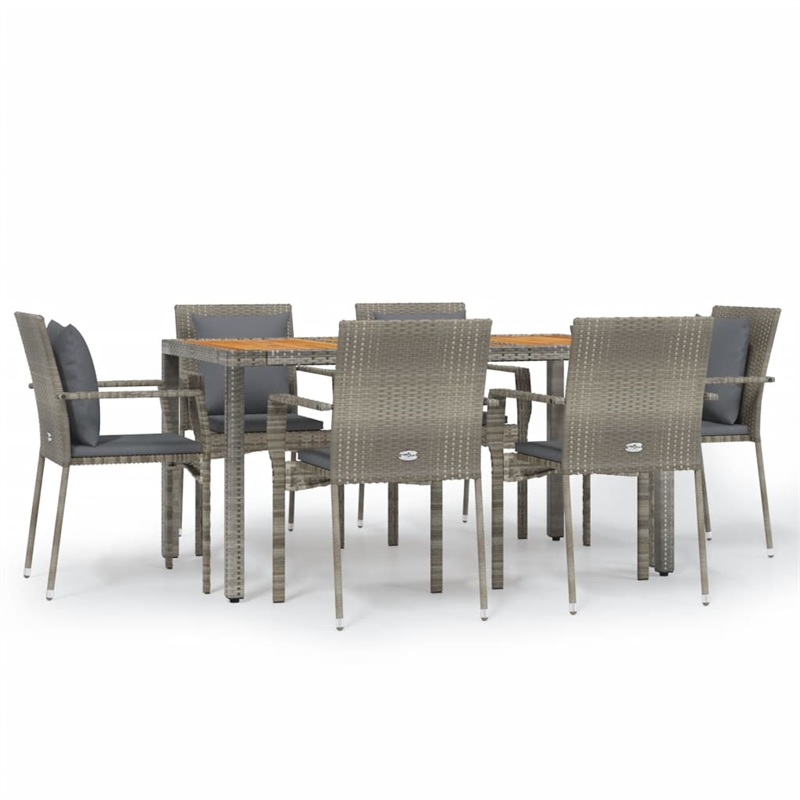 Bowery Hill Contemporary Weather-Resistant 7 Piece Garden Dining Set in Gray