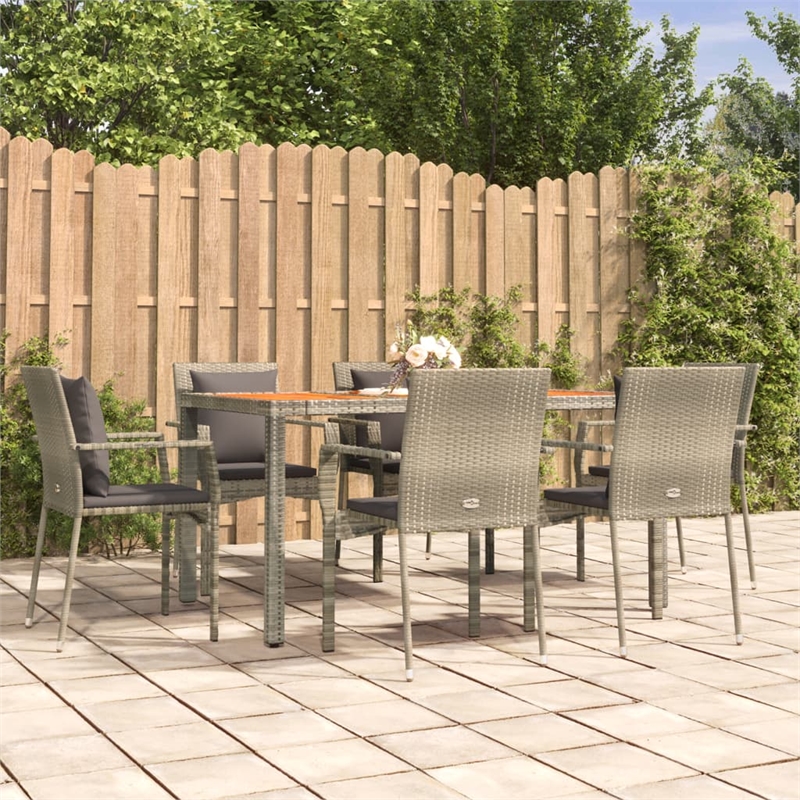 Bowery Hill Contemporary Weather-Resistant 7 Piece Garden Dining Set in Gray
