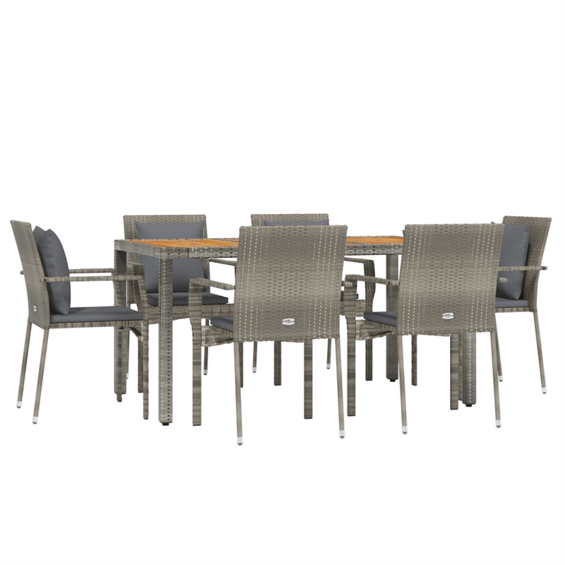 Bowery Hill Contemporary Weather-Resistant 7 Piece Garden Dining Set in Gray