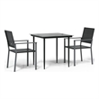 Bowery Hill Contemporary Medium PE Rattan Garden Dining Set in Black