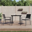 Bowery Hill Contemporary Medium PE Rattan Garden Dining Set in Black
