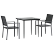 Bowery Hill Contemporary Medium PE Rattan Garden Dining Set in Black