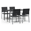 Bowery Hill Contemporary Powder-Coated Garden Dining Set in Black