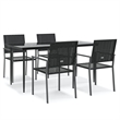 Bowery Hill PE Rattan 5 Piece Set Garden Dining Set in Black