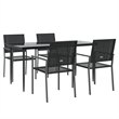 Bowery Hill PE Rattan 5 Piece Set Garden Dining Set in Black
