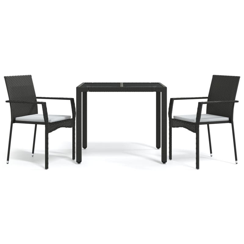 Bowery Hill Contemporary Weather-Resistant Garden Dining Set in Black