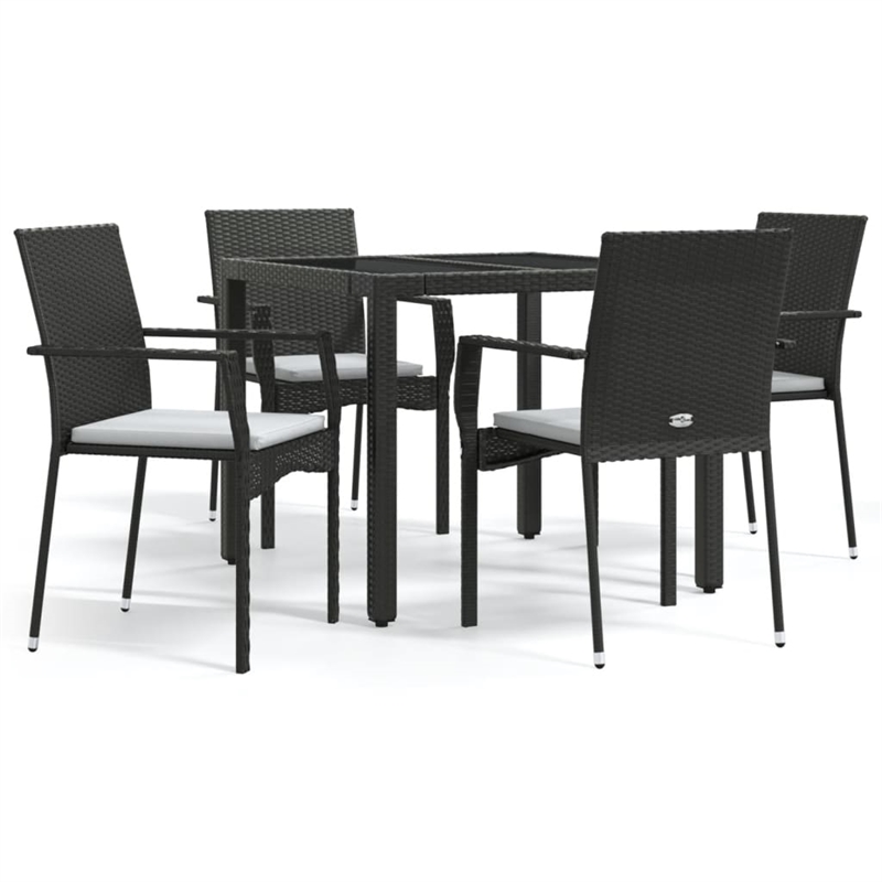 Bowery Hill Contemporary Weather-Resistant Garden Dining Set in Black