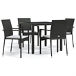 Bowery Hill Contemporary Weather-Resistant Garden Dining Set in Black