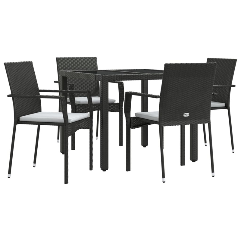 Bowery Hill Contemporary Weather-Resistant Garden Dining Set in Black