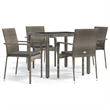 Bowery Hill PE Rattan and Tempered Glass Garden Dining Set in Gray