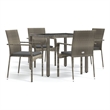 Bowery Hill PE Rattan and Tempered Glass Garden Dining Set in Gray
