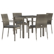 Bowery Hill PE Rattan and Tempered Glass Garden Dining Set in Gray
