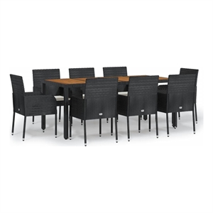 Bowery Hill Contemporary Garden Dining Set in Black/Cream White