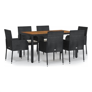 Bowery Hill Contemporary Powder-Coated Garden Dining Set in Black