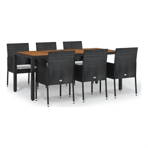 Bowery Hill Contemporary Garden Dining Set in Black/Cream White