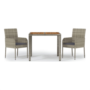Bowery Hill PE Rattan Standard Modular Garden Dining Set in Gray