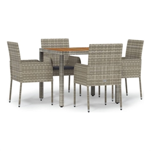 Bowery Hill PE Rattan Standard Durable Garden Dining Set in Gray