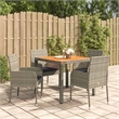 Bowery Hill PE Rattan Standard Durable Garden Dining Set in Gray