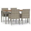 Bowery Hill Contemporary Powder-Coated 5 Piece Garden Dining Set in Gray