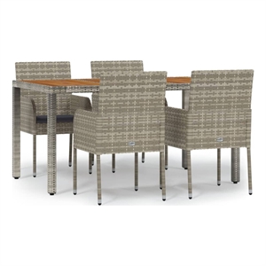 Bowery Hill Contemporary Powder-Coated 5 Piece Garden Dining Set in Gray