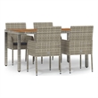 Bowery Hill Contemporary Powder-Coated 5 Piece Garden Dining Set in Gray