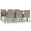 Bowery Hill Contemporary Weather-Resistant 7 Piece Garden Dining Set in Gray