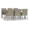 Bowery Hill Contemporary Weather-Resistant 7 Piece Garden Dining Set in Gray