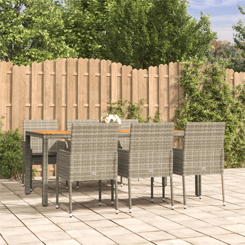 Bowery Hill Contemporary Weather-Resistant 7 Piece Garden Dining Set in Gray
