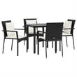 Bowery Hill Contemporary Poly Rattan 5 Piece Garden Dining Set in Black